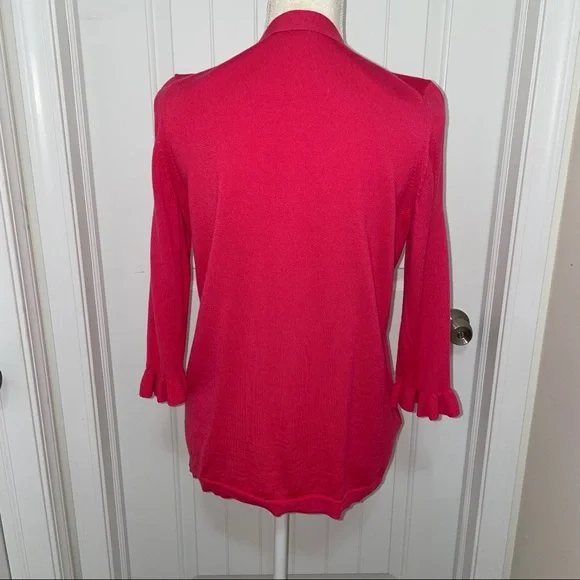 Miu Miu wool sweater pink ruffled 3/4 sleeves button up cardigan 40 small med